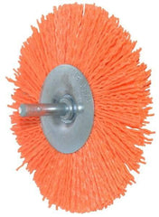 Dico - 4" OD, 1/4" Shank Diam, Crimped Nylon Wheel Brush - 3/8" Face Width - Eagle Tool & Supply