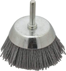 Dico - 2-1/2" Diam, 1/4" Shank Diam, Nylon Fill Cup Brush - Aluminum Oxide Abrasive Material, 0.05 Wire Diam - Eagle Tool & Supply