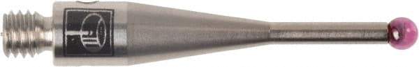 Renishaw - 0.0787 Inch Ball Diameter, Stainless Steel Stem, M3 Thread, Ruby Point Ball Tip CMM Stylus - 0.378 Inch Working Length, 0.05 Inch Stem Diameter, 0.8268 Inch Overall Length - Eagle Tool & Supply