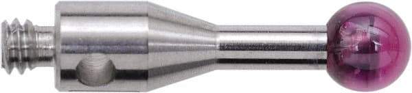 Renishaw - 0.1181 Inch Ball Diameter, Stainless Steel Stem, M2 Thread, Ruby Point Ball Tip CMM Stylus - 0.2756 Inch Working Length, 0.0591 Inch Stem Diameter, 0.3937 Inch Overall Length - Eagle Tool & Supply