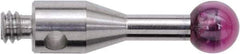 Renishaw - 0.1181 Inch Ball Diameter, Stainless Steel Stem, M2 Thread, Ruby Point Ball Tip CMM Stylus - 0.2756 Inch Working Length, 0.0591 Inch Stem Diameter, 0.3937 Inch Overall Length - Eagle Tool & Supply