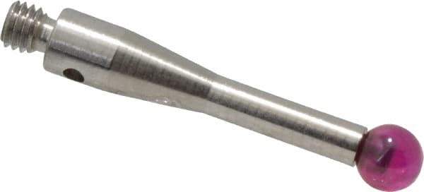 Renishaw - 0.1575 Inch Ball Diameter, Stainless Steel Stem, M3 Thread, Ruby Point Ball Tip CMM Stylus - 0.6772 Inch Working Length, 0.0984 Inch Stem Diameter, 0.8268 Inch Overall Length - Eagle Tool & Supply