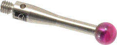 Renishaw - 0.1969 Inch Ball Diameter, Stainless Steel Stem, M3 Thread, Ruby Point Ball Tip CMM Stylus - 0.8268 Inch Working Length, 0.0984 Inch Stem Diameter, 0.8268 Inch Overall Length - Eagle Tool & Supply