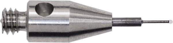 Renishaw - 0.0118 Inch Ball Diameter, Carbide Stem, M2 Thread, Ruby Point Ball Tip CMM Stylus - 0.0787 Inch Working Length, 0.01 Inch Stem Diameter, 0.3937 Inch Overall Length - Eagle Tool & Supply