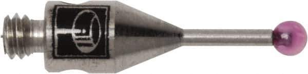 Renishaw - 0.0591 Inch Ball Diameter, Stainless Steel Stem, M2 Thread, Ruby Point Ball Tip CMM Stylus - 0.1772 Inch Working Length, 0.028 Inch Stem Diameter, 0.3937 Inch Overall Length - Eagle Tool & Supply