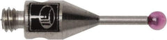 Renishaw - 0.0591 Inch Ball Diameter, Stainless Steel Stem, M2 Thread, Ruby Point Ball Tip CMM Stylus - 0.1772 Inch Working Length, 0.028 Inch Stem Diameter, 0.3937 Inch Overall Length - Eagle Tool & Supply