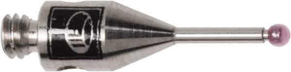 Renishaw - 0.0394 Inch Ball Diameter, Stainless Steel Stem, M2 Thread, Ruby Point Ball Tip CMM Stylus - 0.1772 Inch Working Length, 0.028 Inch Stem Diameter, 0.3937 Inch Overall Length - Eagle Tool & Supply