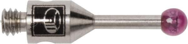 Renishaw - 0.0787 Inch Ball Diameter, Stainless Steel Stem, M2 Thread, Ruby Point Ball Tip CMM Stylus - 0.2362 Inch Working Length, 0.0394 Inch Stem Diameter, 0.3937 Inch Overall Length - Eagle Tool & Supply