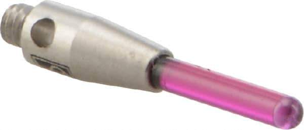 Renishaw - 0.06 Inch Ball Diameter, Stainless Steel Stem, M2 Thread, Ruby Point Ball Tip CMM Stylus - 0.315 Inch Working Length, 0.5906 Inch Overall Length - Eagle Tool & Supply
