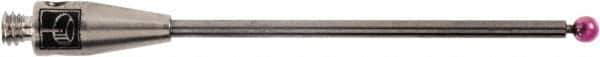 Renishaw - 0.0591 Inch Ball Diameter, Carbide Stem, M2 Thread, Ruby Point Ball Tip CMM Stylus - 0.8858 Inch Working Length, 0.0394 Inch Stem Diameter, 1.1811 Inch Overall Length - Eagle Tool & Supply