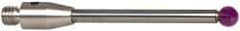 Renishaw - 3 mm Ball Diameter, Carbide Stem, M5 Thread, Ruby Point Ball Tip CMM Stylus - 15.89 mm Working Length, 2 mm Stem Diameter, 25 mm Overall Length - Eagle Tool & Supply