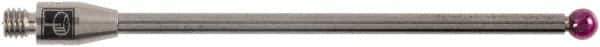 Renishaw - 0.1181 Inch Ball Diameter, Carbide Stem, M3 Thread, Ruby Point Ball Tip CMM Stylus - 1.7205 Inch Working Length, 0.0787 Inch Stem Diameter, 1.9685 Inch Overall Length - Eagle Tool & Supply