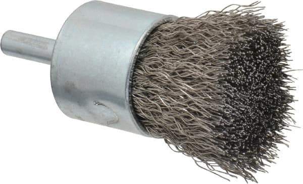 Anderson - 1" Brush Diam, Crimped, End Brush - 1/4" Diam Shank, 22,000 Max RPM - Eagle Tool & Supply