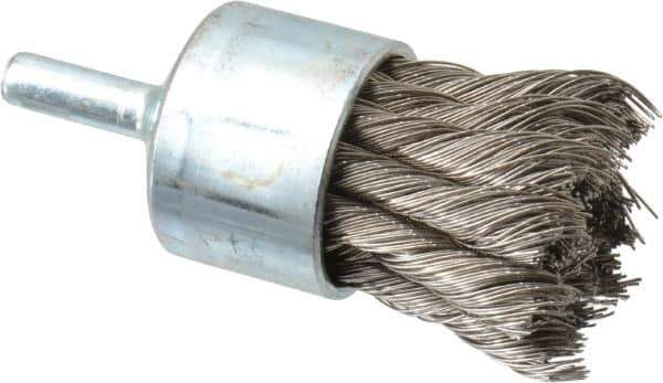 Anderson - 1-1/8" Brush Diam, Knotted, End Brush - 1/4" Diam Shank, 22,000 Max RPM - Eagle Tool & Supply