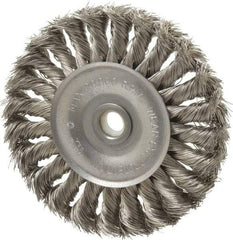 Anderson - 4" OD, 1/2" Arbor Hole, Knotted Stainless Steel Wheel Brush - 1/2" Face Width, 1" Trim Length, 0.014" Filament Diam, 20,000 RPM - Eagle Tool & Supply