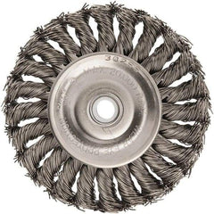 Anderson - 4" OD, 1/2" Arbor Hole, Knotted Stainless Steel Wheel Brush - 1/2" Face Width, 1" Trim Length, 0.02" Filament Diam, 20,000 RPM - Eagle Tool & Supply