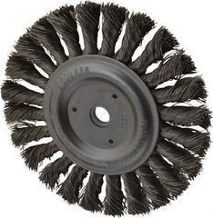 Anderson - 6" OD, 1/2" Arbor Hole, Knotted Stainless Steel Wheel Brush - 1/2" Face Width, 1-7/16" Trim Length, 0.016" Filament Diam, 9,000 RPM - Eagle Tool & Supply