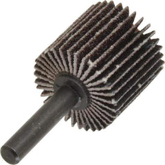 Standard Abrasives - 1" Diam x 1" Face Width, Medium Aluminum Oxide Coated Mounted Flap Wheel - 1/4" Shank Mount, 60 Grit, X Weighted Backing, 30,000 Max RPM - Eagle Tool & Supply