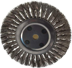 Anderson - 8" OD, 5/8" Arbor Hole, Knotted Stainless Steel Wheel Brush - 5/8" Face Width, 1-3/4" Trim Length, 0.016" Filament Diam, 6,000 RPM - Eagle Tool & Supply