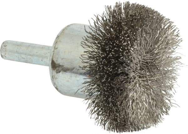 Anderson - 1-1/2" Brush Diam, Crimped, Flared End Brush - 1/4" Diam Shank, 20,000 Max RPM - Eagle Tool & Supply