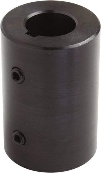 Climax Metal Products - 3/8" Inside x 3/4" Outside Diam, Set Screw Rigid Coupling with Keyway - 1" Long x 3/32" Keyway Width x 3/64" Keyway Depth - Eagle Tool & Supply