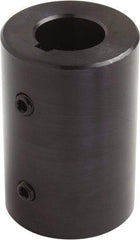 Climax Metal Products - 3/8" Inside x 3/4" Outside Diam, Set Screw Rigid Coupling with Keyway - 1" Long x 3/32" Keyway Width x 3/64" Keyway Depth - Eagle Tool & Supply