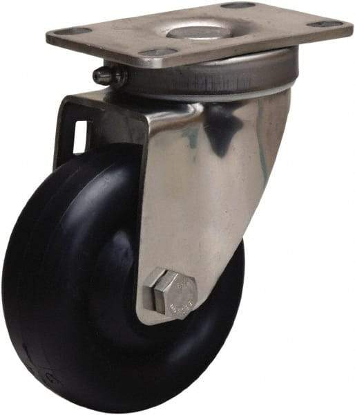 Hamilton - 3-1/2" Diam x 1-3/8" Wide x 4-7/8" OAH Top Plate Mount Swivel Caster - Polyolefin, 260 Lb Capacity, Plain Bore Bearing, 2-3/8 x 3-5/8" Plate - Eagle Tool & Supply