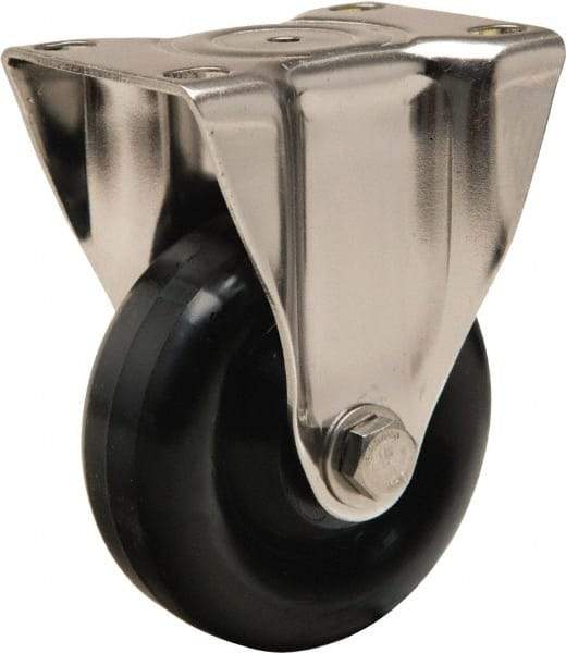 Hamilton - 3-1/2" Diam x 1-3/8" Wide x 4-7/8" OAH Top Plate Mount Rigid Caster - Polyolefin, 260 Lb Capacity, Plain Bore Bearing, 2-3/8 x 3-5/8" Plate - Eagle Tool & Supply
