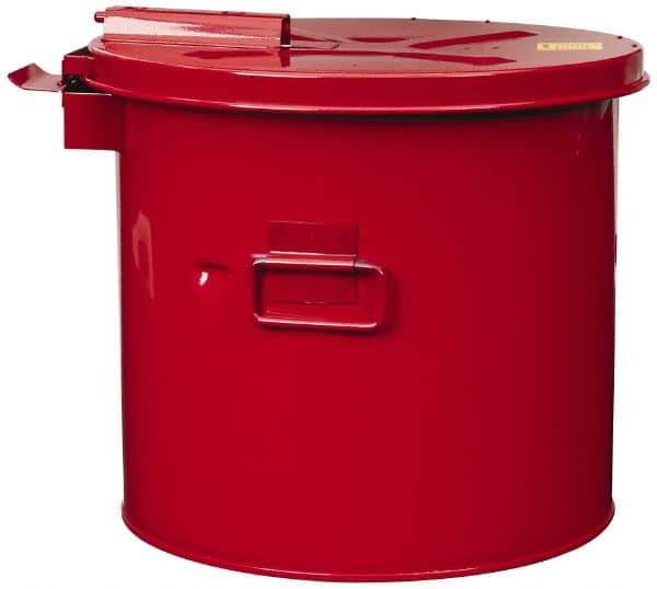 Justrite - 3.5 Gallon Capacity, Coated Steel, Red Wash Tank - 13 Inch High x 13-3/4 Inch Diameter, Includes Basket - Eagle Tool & Supply