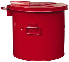 Justrite - 3.5 Gallon Capacity, Coated Steel, Red Wash Tank - 13 Inch High x 13-3/4 Inch Diameter, Includes Basket - Eagle Tool & Supply