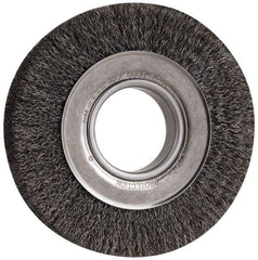 Anderson - 6" OD, 2" Arbor Hole, Crimped Steel Wheel Brush - 1" Face Width, 1-1/8" Trim Length, 0.0118" Filament Diam, 6,000 RPM - Eagle Tool & Supply