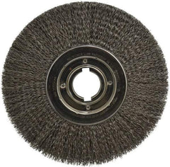 Anderson - 12" OD, 2" Arbor Hole, Crimped Steel Wheel Brush - 1-1/4" Face Width, 3" Trim Length, 0.02" Filament Diam, 3,600 RPM - Eagle Tool & Supply