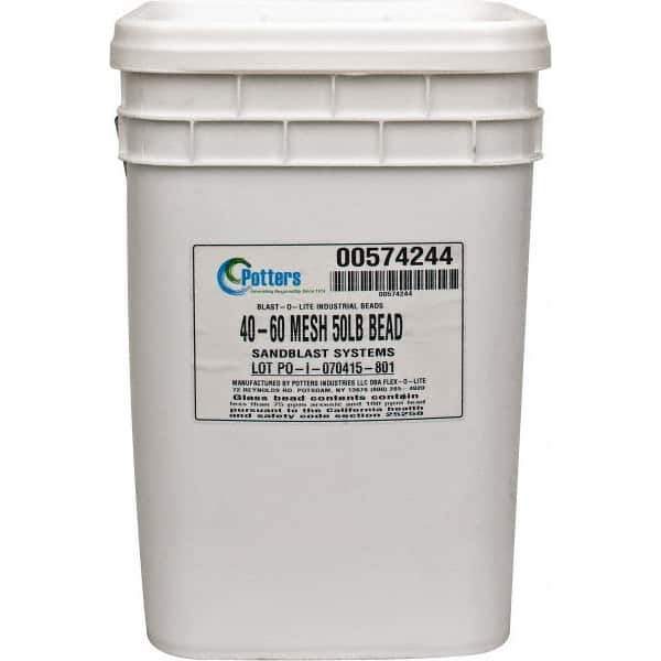 Made in USA - Coarse/Medium Grade Smooth Glass Bead - 40 to 60 Grit, 50 Lb Pail - Eagle Tool & Supply