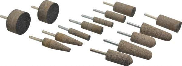 Grier Abrasives - 14 Piece Aluminum Oxide Resinoid Abrasive Point Set - Includes Shapes A1, A11, A3, W189, W208, W222 & W242 - Eagle Tool & Supply