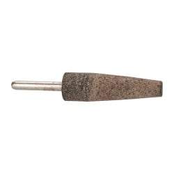Grier Abrasives - 3/4" Head Diam x 2-1/2" Thickness, A1, Cone End, Aluminum Oxide Mounted Point - Brown, Very Coarse Grade, 36 Grit, 19,800 RPM - Eagle Tool & Supply