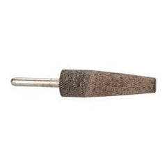 Grier Abrasives - 3/4" Head Diam x 2-1/2" Thickness, A1, Cone End, Aluminum Oxide Mounted Point - Brown, Very Coarse Grade, 36 Grit, 19,800 RPM - Eagle Tool & Supply