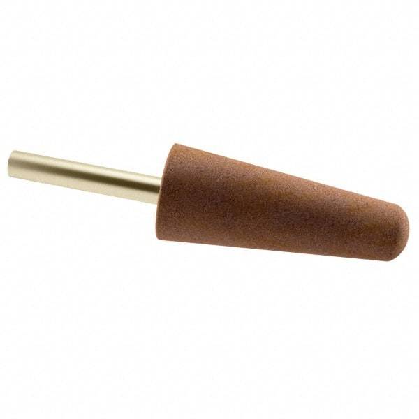 Grier Abrasives - 1" Head Diam x 2-3/4" Thickness, A3, Tree End, Aluminum Oxide Mounted Point - Brown, Very Coarse Grade, 36 Grit, 16,100 RPM - Eagle Tool & Supply
