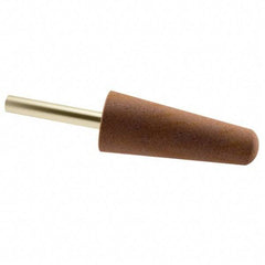 Grier Abrasives - 1" Head Diam x 2-3/4" Thickness, A3, Tree End, Aluminum Oxide Mounted Point - Brown, Very Coarse Grade, 36 Grit, 16,100 RPM - Eagle Tool & Supply