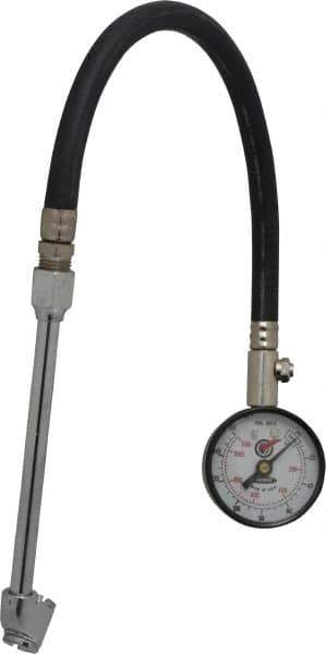 Acme - 0 to 160 psi Dial Dual Tire Pressure Gauge - Closed Check, 12' Hose Length - Eagle Tool & Supply