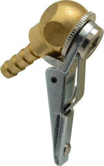 Acme - Closed Check Brass/Steel Air Chuck - Ball Foot with Clip Chuck, 1/4 Barbed - Eagle Tool & Supply