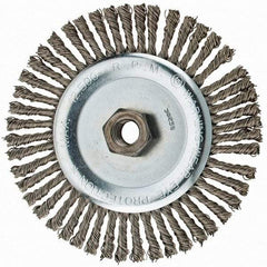 Anderson - 6" OD, 5/8-11 Arbor Hole, Knotted Stainless Steel Wheel Brush - 3/16" Face Width, 1-1/8" Trim Length, 0.02" Filament Diam, 12,500 RPM - Eagle Tool & Supply