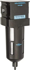 Wilkerson - 3/8" Port, 8.4" High x 2.9" Wide, Standard FRL Filter with Polycarbonate Bowl & Manual Drain - 144 SCFM, 150 Max psi, 125°F Max, Sight Glass Included, 1.72 oz Bowl Capacity - Eagle Tool & Supply