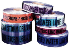 Presco - Caution: Buried Gas Line Below, Detectable Underground Tape - 1,000 Ft. Long x 3 Inch Wide Roll, Polyethylene on Aluminum, 5 mil Thick, Black and Yellow - Eagle Tool & Supply
