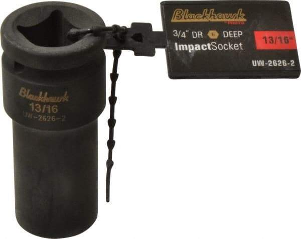 Blackhawk by Proto - 3/4" Drive 13/16" Deep Impact Socket - 6 Points, 3-1/4" OAL - Eagle Tool & Supply