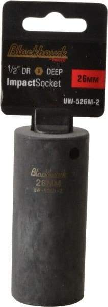 Blackhawk by Proto - 1/2" Drive 26mm Deep Impact Socket - 6 Points, 3-1/2" OAL - Eagle Tool & Supply