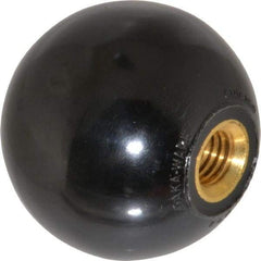 Gibraltar - M12x1.75x17 Thread, 1-15/16" Diam, 1-27/32" High, Female Insert Ball Knob - Black, Phenolic, Smooth Grip, 17mm Hole Depth - Eagle Tool & Supply