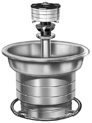 Bradley - Circular, Foot-Controlled, Internal Drain, 36" Diam, 3 Person Capacity, Stainless Steel, Wash Fountain - 2 GPM, 9" Bowl Depth, 28" High, 304 Material Grade - Eagle Tool & Supply