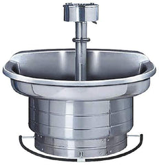 Bradley - Semi-Circular, Foot-Controlled, Internal Drain, 54" Diam, 4 Person Capacity, Stainless Steel, Wash Fountain - 3 GPM, 9" Bowl Depth, 28" High, 304 Material Grade - Eagle Tool & Supply