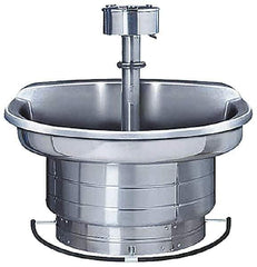 Bradley - Circular, Foot-Controlled, Internal Drain, 54" Diam, 4 Person Capacity, Stainless Steel, Wash Fountain - 5 GPM, 9" Bowl Depth, 28" High, 304 Material Grade - Eagle Tool & Supply