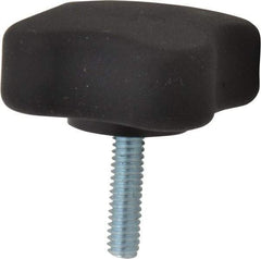 Gibraltar - 1.99" Head Diam, 4 Point Lobed Knob - 1/4-20 Stem, Thermoplastic Elastomer, Black - Eagle Tool & Supply